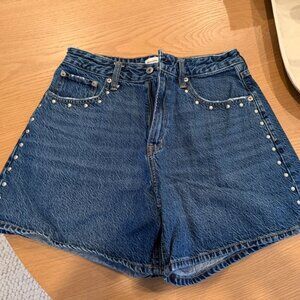 Abercrombie Shorts High Rise Dark Blue with embelleshment
